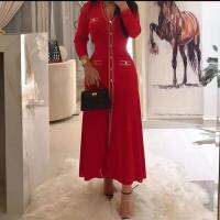 ♟✖ Women 39;s Autumn red Dress V-neck Comfortable Knitted Casual Office Ladies button letters Dress