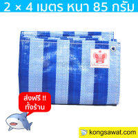 ผ้าฟาง ผ้าใบเคลือบ กันแดด 2×4 เมตร ลายฟ้า-ขาว (มีตาไก่) Bluesheet