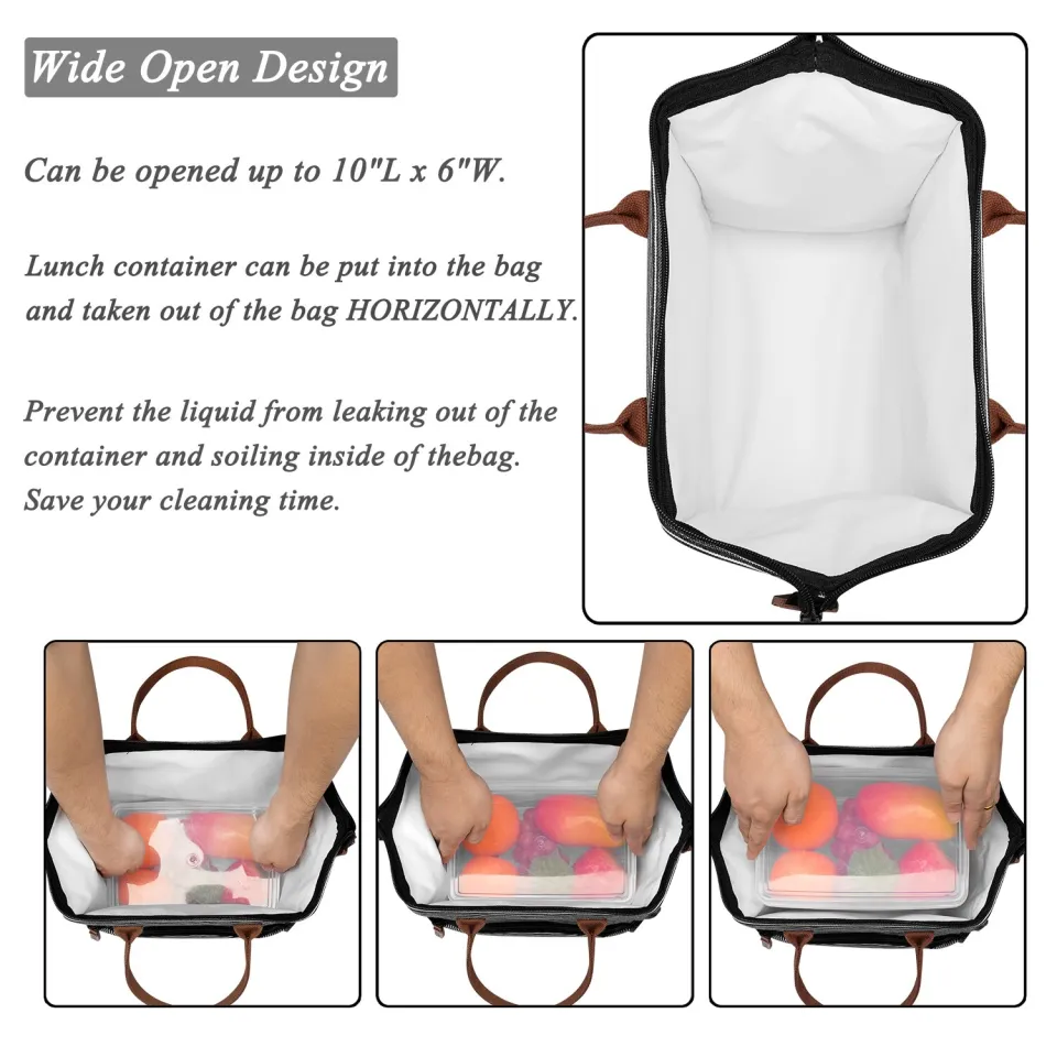 LOKASS Lunch Bag Insulated Lunch Box Wide-Open Lunch Tote Bag Large Drinks Holde