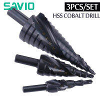 [คลังสินค้าพร้อม] SAVIO 3 Pcs 4-12/4-20/4-32 HSS Cobalt หัวสว่านชุดบิตไนโตรเจนความเร็วสูงเหล็กเกลียวสำหรับกรวยโลหะสามเหลี่ยม Shank ที่เจาะรูไม้