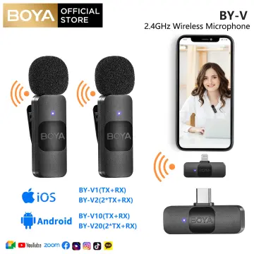 BOYA BY-V20 Wireless Microphone System, Auto Pairing, Smart Noise  Reduction, Clip-on Phone Mic 