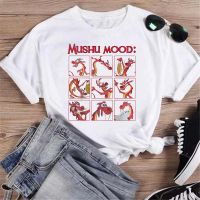 Disney Mulan พิมพ์เสื้อยืดผู้หญิง Harajuku สุนทรียศาสตร์ Casual Y2K เสื้อเด็ก Tshirt ฤดูร้อนแฟชั่น Mushu พิมพ์หญิง T เสื้อ