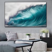 Modern Wave Seascape ภาพวาดผ้าใบโปสเตอร์และพิมพ์ Quadros Salon Wall Art รูปภาพสำหรับห้องนั่งเล่นตกแต่งบ้าน Cuadros