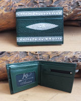 ปลากระเบนหนาม แบบสวยๆ สีเขียวเหนี่ยวทรัพย์ 2 Fold Wallet Dark Green Diamond Stingray