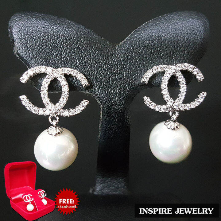 inspire-jewelry-ต่างหู-เพชรcz-ประดับมุกแฟชั่นเกรดพรีเมี่ยม-งานdesign-จิวเวลลี่หรู-หุ้มทองคำขาว-สำหรับผู้แพ้ง่ายมาก-ขนาด-1-5-x-2-4-cm-มีจำนวนจำกัด