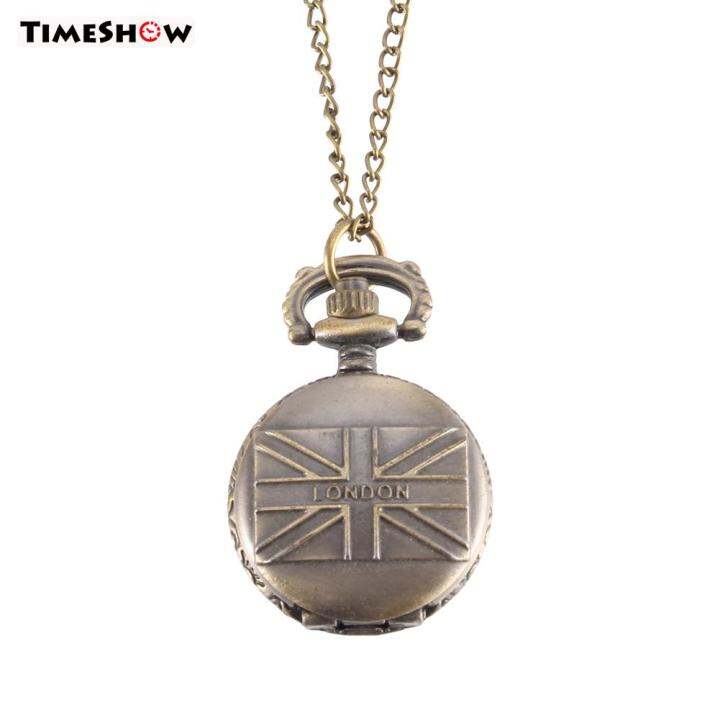 Timeshow Vintage Pocket Watch Bronze Color Quartz Watch Cool Chain British Flag Watches Lazada 6510