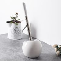 Tilted ceramic base stainless steel bathroom toilet brush holder bathroom brush holder bathroom accessories toilet brush