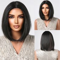 Short Black Mixed Red Hairline Lace Synthetic Wigs Dark Bob Middle Part Hairs Wig for Black Women Daily Cosplay Heat Resistant Wig  Hair Extensions Pa