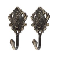 (Xiaoai Home)2ชิ้น Rose Pattern Vintage Drapery Curtain Holdbacks Tieback Hooks Wall Hook For Cloth-Hat Hook Curtain Drapery Zinc Alloy