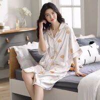 silk nightgown female can outside students during summer sleep pure 2023 the new big yards dress