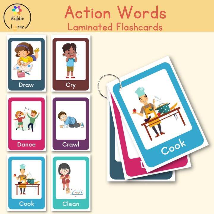 Action Words (30) - Laminated Flashcards | Lazada PH