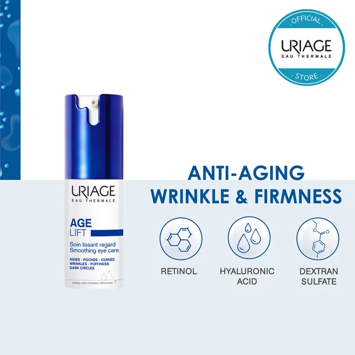 Uriage Age Lift Smoothing Eye Cream Anti-aging Eye Contour Care – Wrinkles, Puffiness, Dark Circles