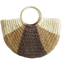 Europe And The Retro Straw Bag Classic Semi-Circle Bag Transition Paper Rope Woven Bag Beach Bag Casual Hand Bag