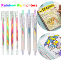 4/10pcs Straight Liquid Type Gradient Rainbow Highlighter 1.0mm Press Type Sparkly Gel Pen Multicolor Graffiti Painting Supplies-Yuerek