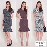 Laboratory 9028# Key hole dress ทรงกระโปรงต่อชายระบายพิมพ์โค๊ด WBFGJM ลดเพิ่ม 150.