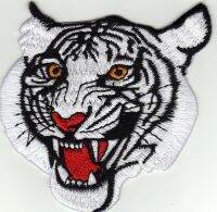 iron on patch Embroidery Tiger head predator 7x8cm นักล่า  เสือ  ตัวรีด เย็บติดผ้าประเทศไทย โลโก้ปัก มีกาวสำหรับรีด ตกแต่งเสื้อผ้า