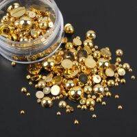 ABS Plastic pearl beads Mix Size Gold About 15g/lot Half Round Flatback for Nail art and Phone Case DIY accessories Beads