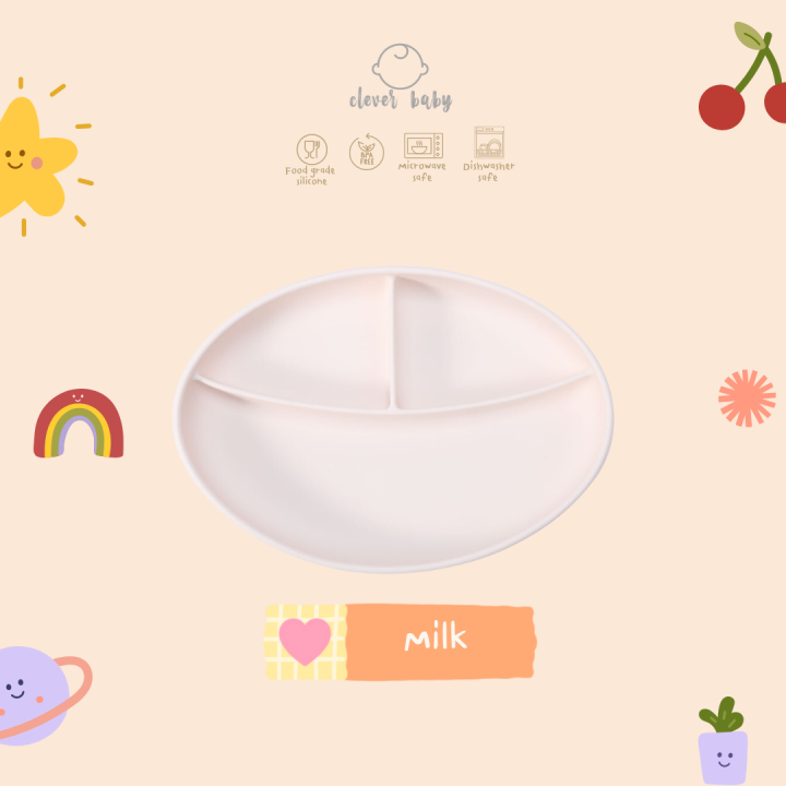 clever-baby-store-จานซิลิโคนทรงรี-มีฐานดูดโต๊ะ-สำหรับ-6-เดือนขึ้นไป-สาย-blw-oval-plate