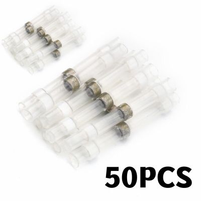 50Pcs White Solder Seal Sleeve Splice Terminals  Heat Shrink Connectors Waterproof Insulated Crimp Terminal Electrical Circuitry Parts