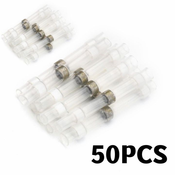 50pcs-white-solder-seal-sleeve-splice-terminals-heat-shrink-connectors-waterproof-insulated-crimp-terminal-electrical-circuitry-parts