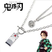 【HOT】☈♀ Anime Demon Slayer Tanjiro Necklace Multi-layer Collar Pendant Punk Hundred Matching Jewelry