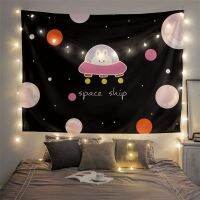 【Ready】? Hanging cloth ins custom cartoon astronaut background cloth photo live bedroom decoration cute bedside wall covering