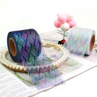 【hot】！ 6cm 25Yards Illusory Organza Tulle Patern Mesh Tape Iridescent Color Fabric Hairclips