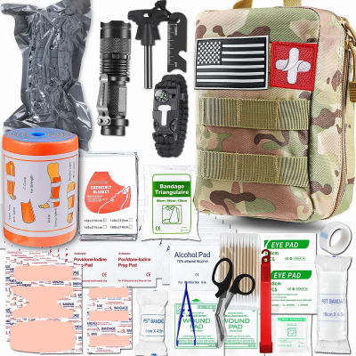 SUPOLOGY Emergency Survival First Aid Kit, Trauma Kit with Tourniquet 36" Splint, Military Combat Tactical IFAK EMT for First Aid Response, Disaster Home Outdoor Camping Emergency Kit Camouflage Black