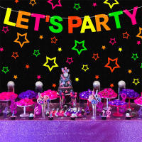 16Pcs Neon กระดาษ Let S Party แบนเนอร์ A4 Neon กระดาษตกแต่งสำหรับ Black Light วันเกิดงานแต่งงาน Glow In The Dark Dance Party