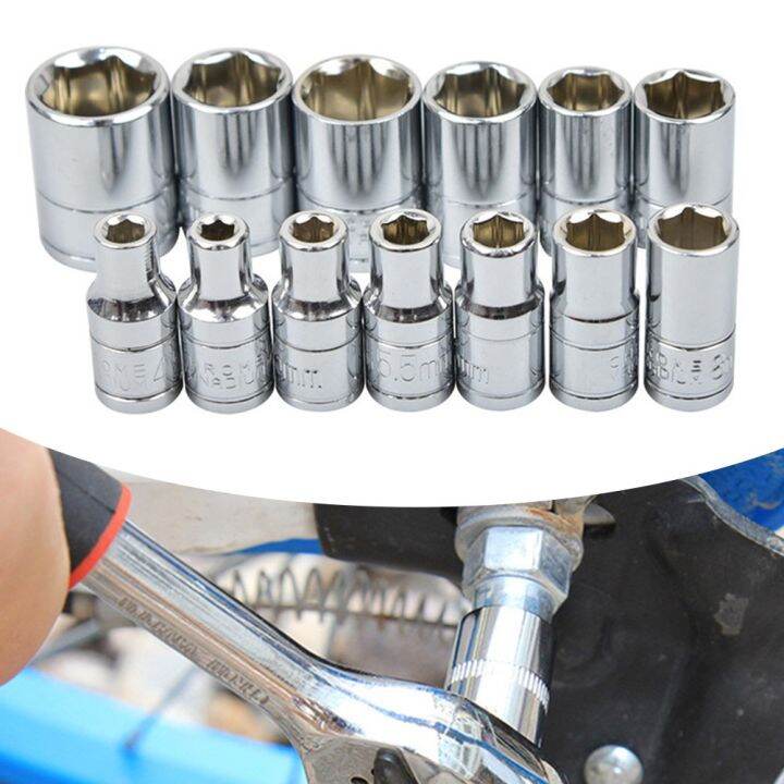 1/4 Driver Socket Wrench Head Hex Short Ratchet Wrench Socket Repair Tools Auto Repair Removal