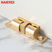 NAIERDI 2PCS Pure Copper Adjustable Cabinet Catches Double Ball Cabinet Closet Latch Clip Door Catches Furniture Fittings