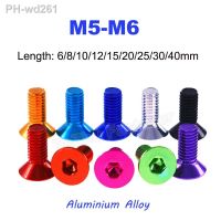 1pcs M5 M6 Length 6 40mm Aluminium Alloy Hexagon Hex Socket Head Flat Countersunk Allen Bolts Screws Mechanical Screw Anodizing