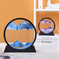 【CW】 Quicksand Painting Round Glass Hourglass Deep Sea Sandscape In Display Flowing Frame home