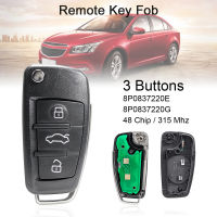 315เมกะเฮิร์ตซ์3ปุ่มรถ Remote Key Case พร้อมชิป ID48 8P0837220E 8P0837220G Fit สำหรับ Au Di A3 S3 TT 2005 2006 2007 2008 2009 2010 2011 2012 2013