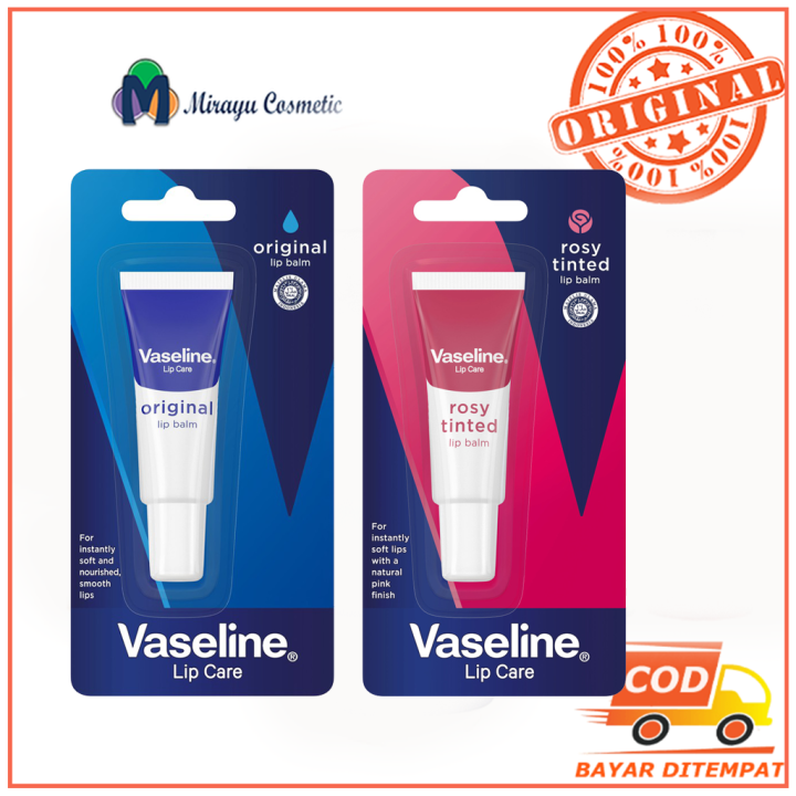 Vaseline Lip Balm Care Pelembab Pencerah Bibir Original Rosy Tinted
