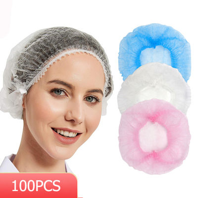 100pcs Disposable Bath Hat Pink blue white Elastic Non-woven For Eyelash Extension Clear Waterproof Hair Hat Shower Cap