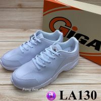 GIGA LA 130 รองเท้าผ้าใบแบบหนัง ผูกเชือก (36-41) สีขาว