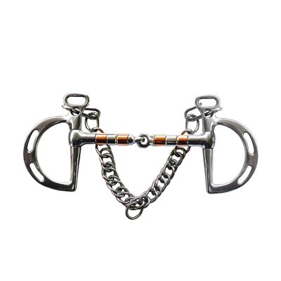 Free shipping stainless steel Kimberwicke horse bit jointed mouth with Stainless steel and copper rollers BT0904