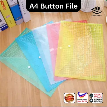 Full Size Transparent A4 Paper Size Button Organizer File Folder