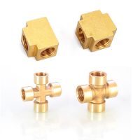 Brass Pipe Fitting 3 Way 4 Way Connector Cross 1/8"1/4" 3/8" 1/2" male Thread Copper Barbed Coupler Adapter Coupling Pipe Fittings Accessories