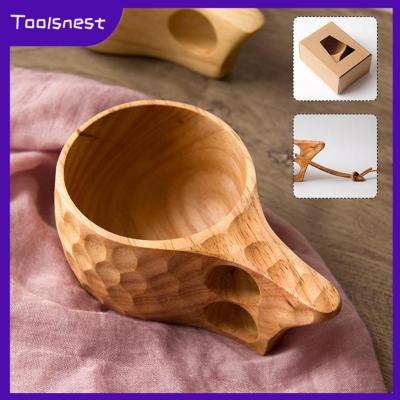 Toolsnest แก้วมักทำด้วยมือไม้แก้วกาแฟถ้วยน้ำชานมไม้ยางธรรมชาติ