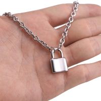 【DT】hot！ Color Lock Pendant Necklace Brand New Rolo Cable Chain Collar  Jewelry Choker