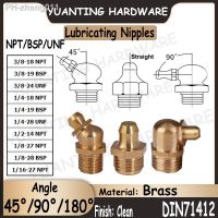 1Piece-5Pcs 45° 90° Straight NPT BSP UNF Thread Brass Lubricating Nipples Cone Type Hydraulic Copper Grease Nipple Fittings