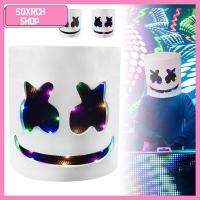 SQXRCH SHOP ที่ส่องสว่างส่องสว่าง พร็อพปาร์ตี้ คอสเพลย์ หมวกกันน็อค LED ฮาโลวีน DJ มาร์ชเมลโล่