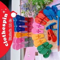 ไม้หนีบผ้า 12 ตัว Clothspin คละสี สินค้าราคาต่อแพ็คคละสี ส่งตรงจากไทย