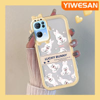 YIWESAN เคสสำหรับ OPPO Reno 7 Pro 5G Reno 7Z 8Z Reno 7 Lite 8 Lite F21 Pro 5G เคสลายการ์ตูนกระต่ายนำโชคสีสันสดใสเลนส์กล้องถ่ายรูปแบบนิ่มมอนสเตอร์น้อยซิลิโคนเคสป้องกันกันกระแทกแบบใสง่าย