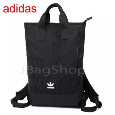 Adidas Originals geometric 3D roll top backpack รุ่นใหม่ชนช้อป!!กระเป๋าเป้สะพายหลัง ส่งฟรี