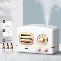 Aroma Essential Oil Diffuser สำหรับรถบ้านแบบพกพาเดสก์ท็อป Air Humidifier 200Ml Retro วิทยุรูปร่างขนาดใหญ่ความจุ USB Mist Maker