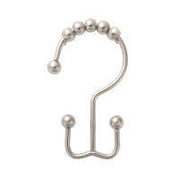 6Pcs Stainless Steel Bath Curtain Rollerball Hooks Double Glide Shower Curtains Rings Rack Anti-slip Roller Bathroom Accessories