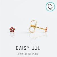 (ส่งฟรี)ก้านสั้นพิเศษ ต่างหูสำหรับผิวแพ้ง่าย Baby Daisy JUL Ruby ก้านสีทอง สแตนเลสเกรดการแพทย์ ปลอดภัย 100%_STD046